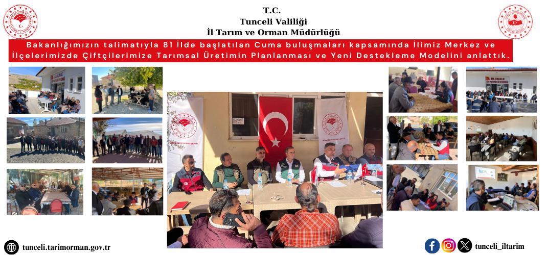 Bakanlığımızın talimatıyla 81 İlde başlatılan Cuma buluşmaları kapsamında İlimiz Merkez ve İlçelerimizde Çiftçilerimize Tarımsal Üretimin Planlanması ve Yeni Destekleme Modelini anlattık